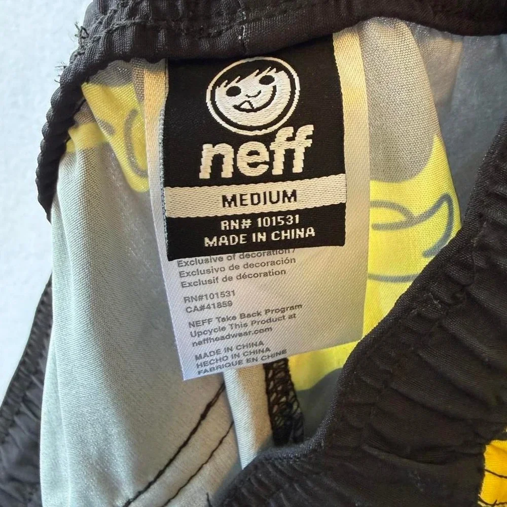 Neff Duck Swim Trunks Black Yellow Sunglasses Duck Board Shorts Size Medium